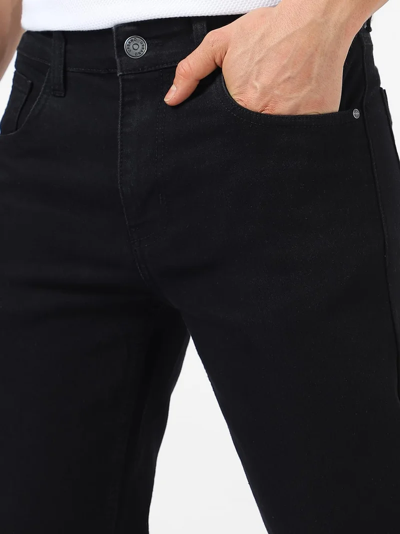 Urbano Fashion  Urbano Fashion Men's Black Regular Fit Washed Jeans Stretchable  | Best Price UAE