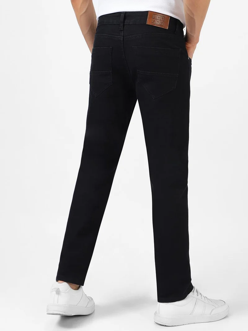 Urbano Fashion  Urbano Fashion Men's Black Regular Fit Washed Jeans Stretchable  | Best Price UAE