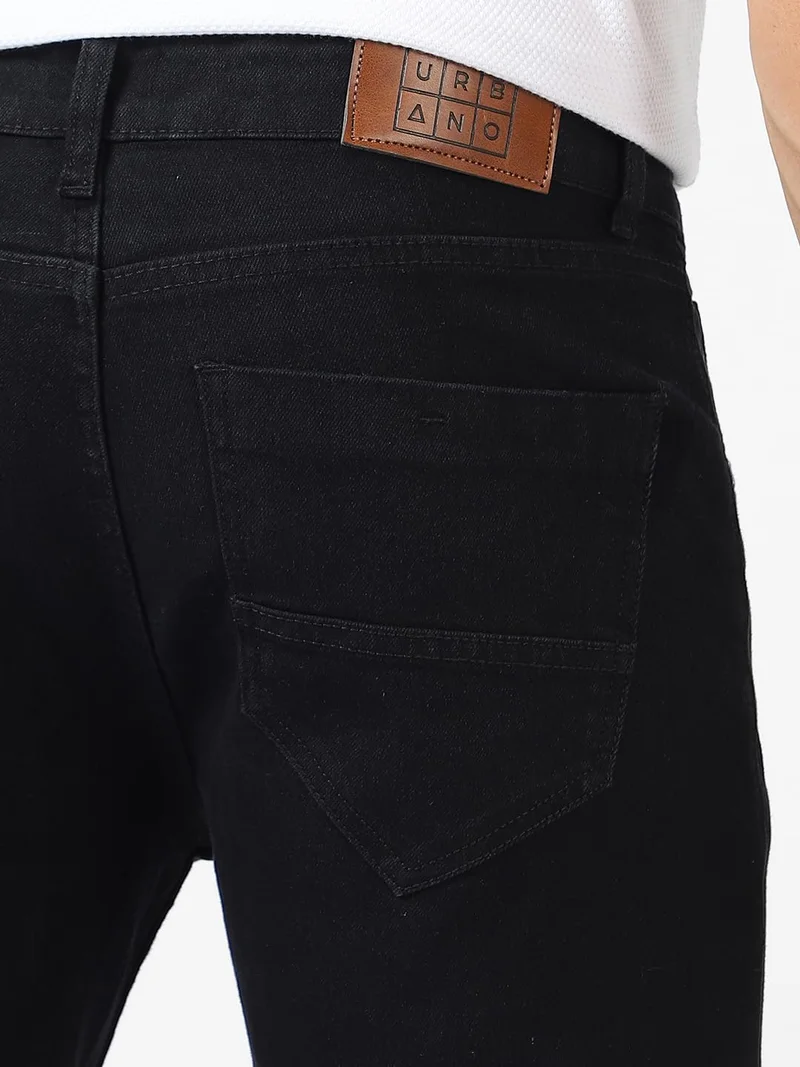 Urbano Fashion  Urbano Fashion Men's Black Regular Fit Washed Jeans Stretchable  | Best Price UAE