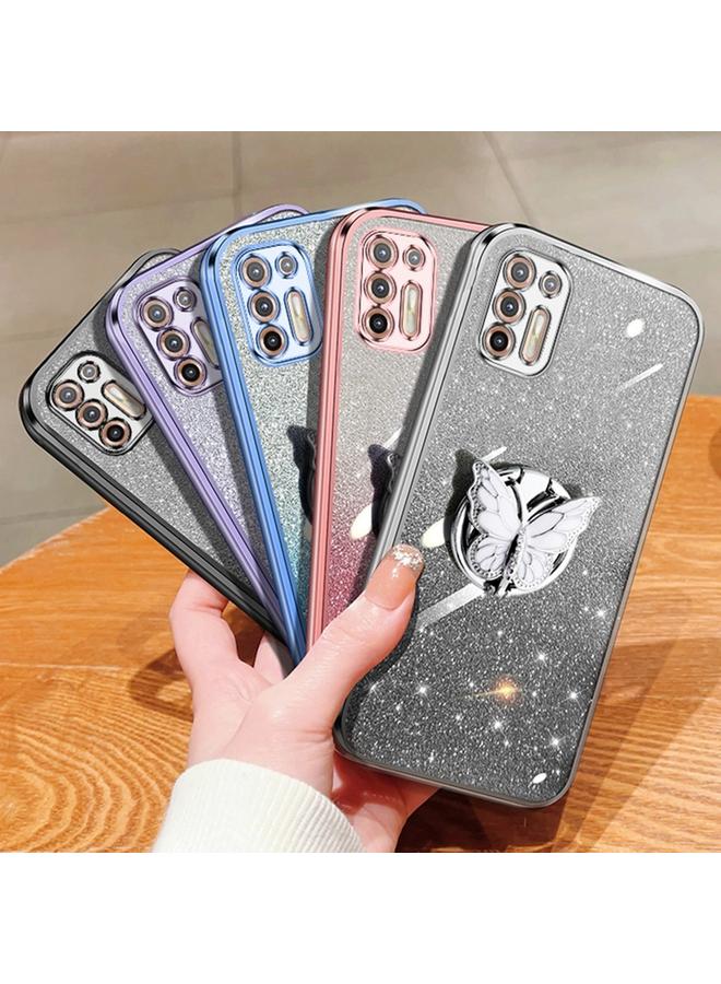 اس-توب جراب لهاتف Motorola Moto G9 Plus، جراب هاتف TPU بتصميم فراشة لامع متدرج اللون - Image 2