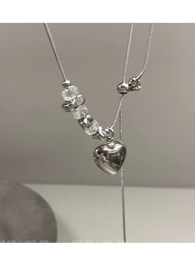 Goolsky Minimalist Beaded Heart Necklace for Women – Cool Tone Choker, Trendy Collarbone Chain with Unique Design, Daily/Office/Casual Wear - Image 1