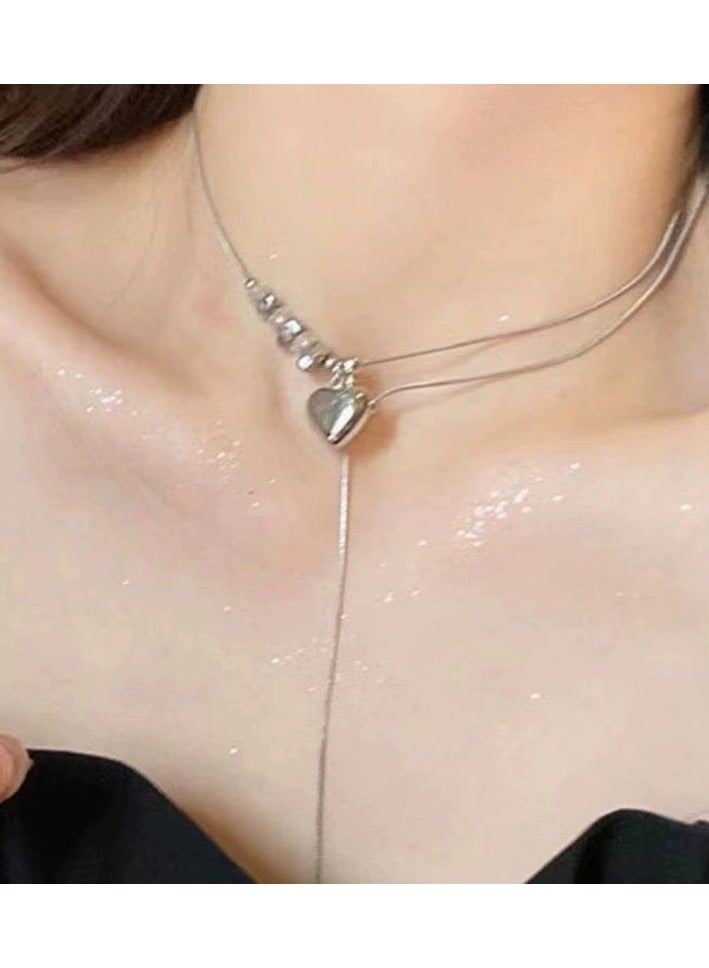 Goolsky Minimalist Beaded Heart Necklace for Women – Cool Tone Choker, Trendy Collarbone Chain with Unique Design, Daily/Office/Casual Wear - Image 2