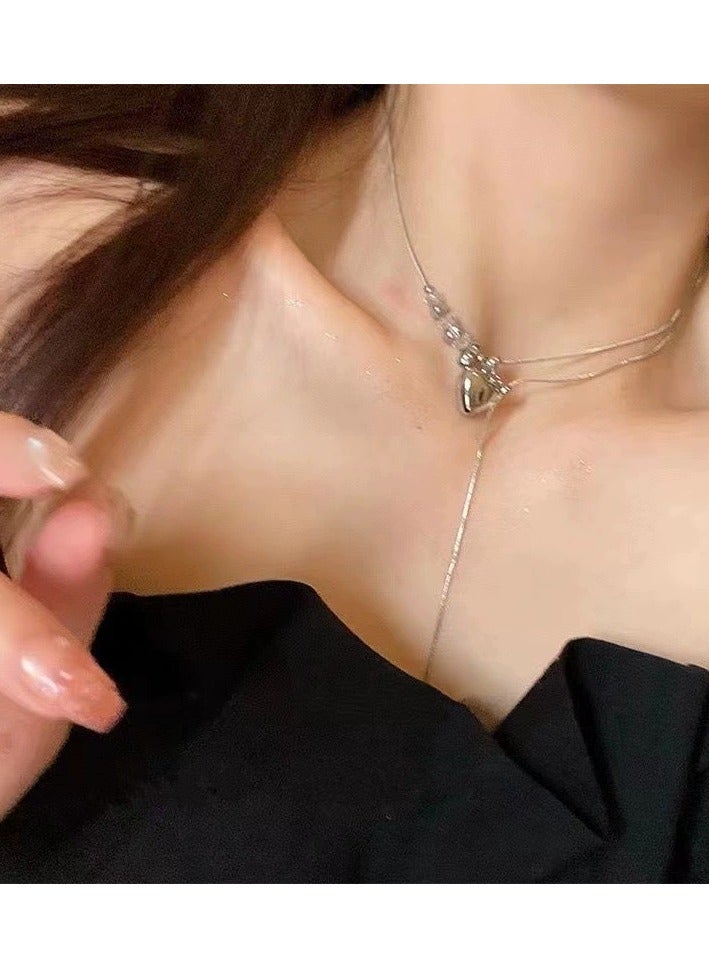 Goolsky Minimalist Beaded Heart Necklace for Women – Cool Tone Choker, Trendy Collarbone Chain with Unique Design, Daily/Office/Casual Wear - Image 3