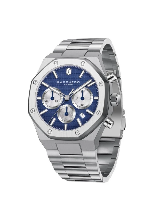 Sapphero SAPPHERO Men's Watch Octagonal Stainless Steel Luminous Wristwatch Luxury Analog Quartz Watch for Men with Date Elegant Mens
