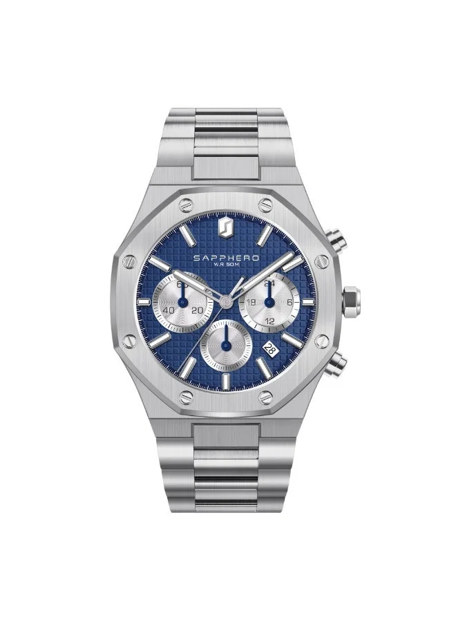 Sapphero SAPPHERO Men's Watch Octagonal Stainless Steel Luminous Wristwatch Luxury Analog Quartz Watch for Men with Date Elegant Mens