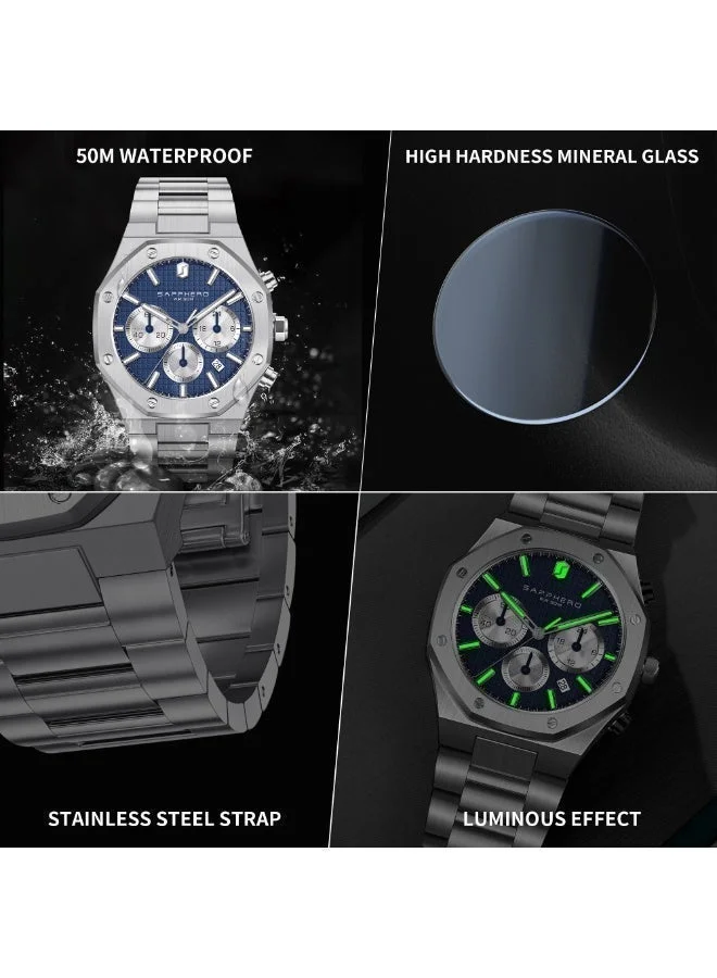 Sapphero  SAPPHERO Mens Watches Stainless Steel Quartz Watch for Men Waterproof Date Clock Fashion Business Wristwatch Gift for Men for Men | Best Price UAE