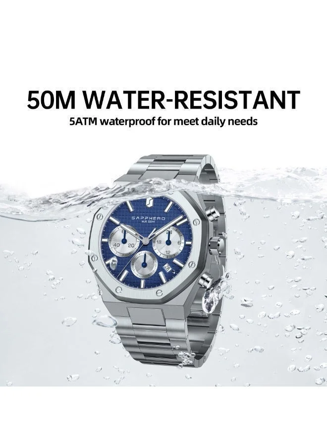 Sapphero  SAPPHERO Mens Watches Stainless Steel Quartz Watch for Men Waterproof Date Clock Fashion Business Wristwatch Gift for Men for Men | Best Price UAE