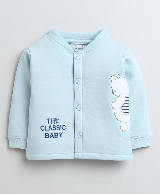 BUMZEE Sky Blue Boys Full Sleeves Fleece Winter Wear Set Age - 12-18 Months (Peb9658D-sbl) - Image 2