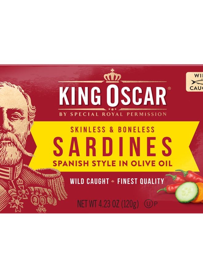 KING OSCAR Skinless & Boneless Sardines Spanish Style Chili Pepper & Olive Oil 4.23 oz (120 g) 
