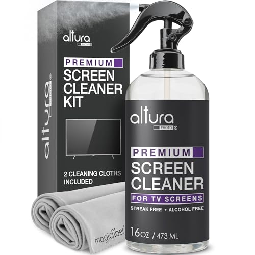 Altura Photo Screen Cleaner Spray & Wipe Kit (Streak & Scratch Free) Computer Screen Cleaner + 2 Microfiber Cleaning Cloths Cleaning Kit LCD LED OLED Touchscreen Flat Smart TV Monitor Laptop Electronics Car 16oz - Image 1