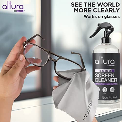 Altura Photo Screen Cleaner Spray & Wipe Kit (Streak & Scratch Free) Computer Screen Cleaner + 2 Microfiber Cleaning Cloths Cleaning Kit LCD LED OLED Touchscreen Flat Smart TV Monitor Laptop Electronics Car 16oz - Image 4