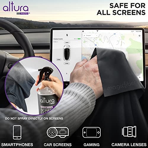 Altura Photo Screen Cleaner Spray & Wipe Kit (Streak & Scratch Free) Computer Screen Cleaner + 2 Microfiber Cleaning Cloths Cleaning Kit LCD LED OLED Touchscreen Flat Smart TV Monitor Laptop Electronics Car 16oz - Image 3