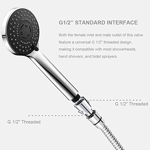 SYIDINZN Shower Shut Off Valve Button Type G1/2'' Universal Water Flow Control Valve for Shower Arm and Hose or Bidet Sprayer - Image 5