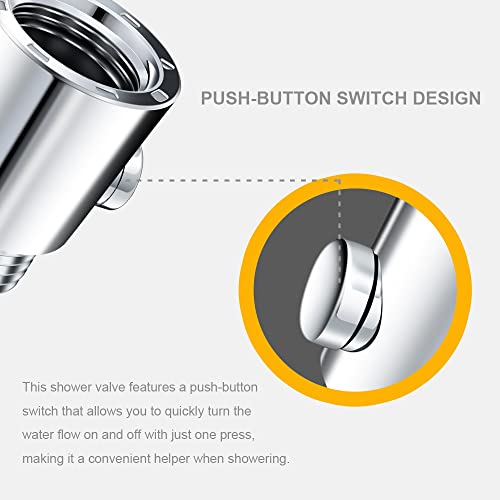 SYIDINZN Shower Shut Off Valve Button Type G1/2'' Universal Water Flow Control Valve for Shower Arm and Hose or Bidet Sprayer - Image 2