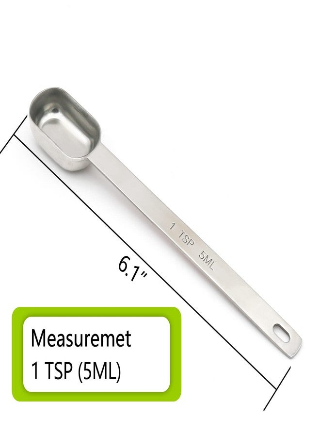 BERYLER 1PCS 1tsp (1/3tbsp, 5ml) Single Measuring Spoon, Stainless Steel Long Handle Individual Teaspoons Only - Image 2