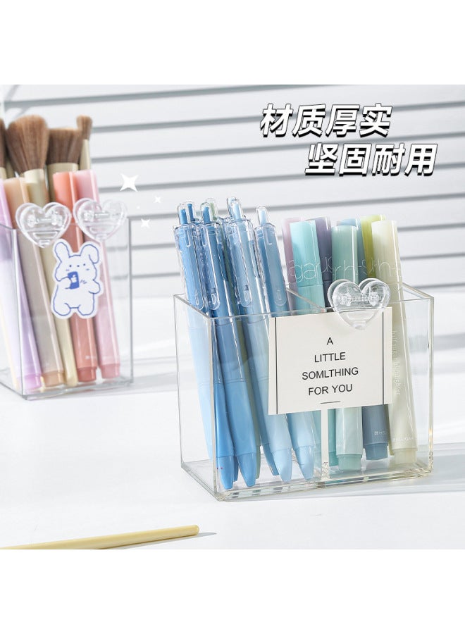 Autonomy Non-printed Transparent Acrylic Pen Holder Student Stationery Organizing Storage Box Simple Personalized Desktop Cosmetics Storage Container - Image 2