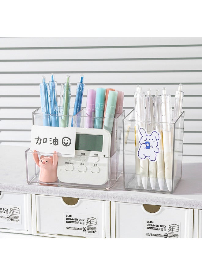 Autonomy Non-printed Transparent Acrylic Pen Holder Student Stationery Organizing Storage Box Simple Personalized Desktop Cosmetics Storage Container - Image 4