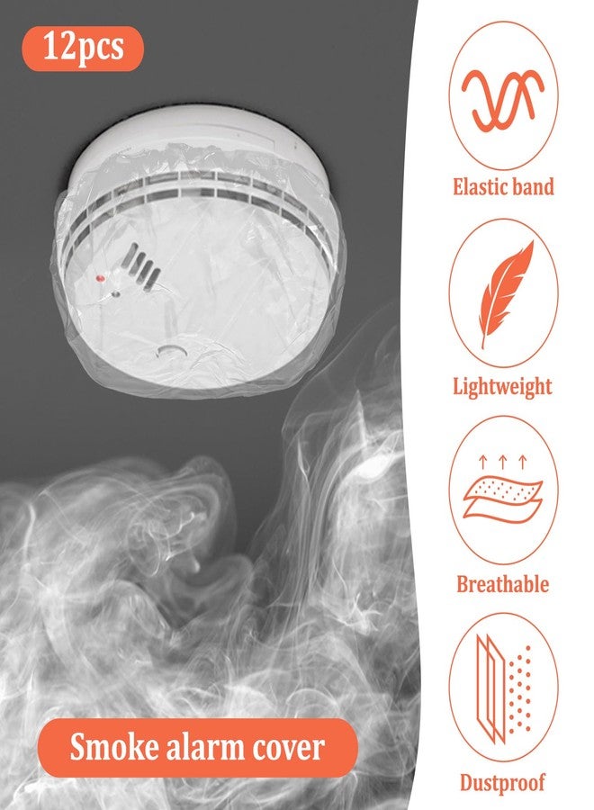 Xelsluthe 12 Pcs Detector Cover Fire Alarm Dust Paint Cover Stretch Plastic Fire Alarm Thicken Elastic Paint Covers During Commercial Building Home Alarms Cooking or Baking Use, White - Image 2