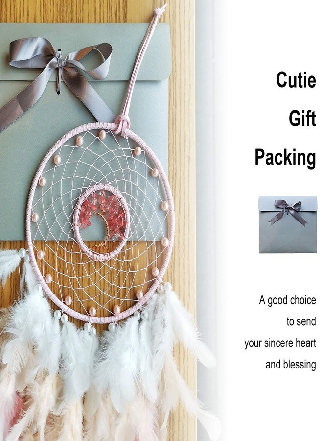Dksuwe Tree of Life Dream Catcher Wall Decor, with Natural Healing Crystal Stone, Perfect Handmade Home Décor and Bedroom Décor - Image 2