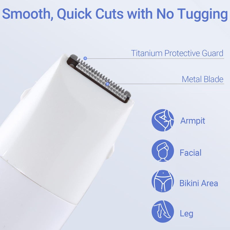 SENROU Shaver for Women, 6-in-1 Body Hair Trimmer, Facial & Pubic Hair Removal, IPX7 Waterproof Wet & Dry Grooming Electric Shaver Kit,Cordless Travel Razor with USB Charging Dock - Image 5