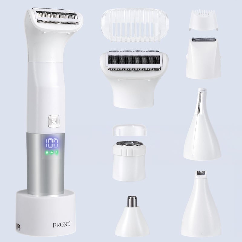 SENROU Shaver for Women, 6-in-1 Body Hair Trimmer, Facial & Pubic Hair Removal, IPX7 Waterproof Wet & Dry Grooming Electric Shaver Kit,Cordless Travel Razor with USB Charging Dock - Image 2