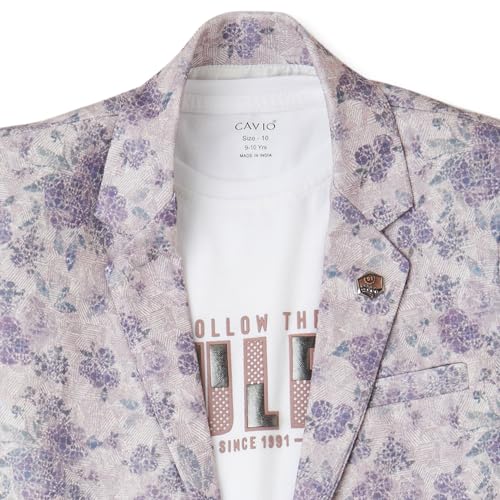 CAVIO Boys Printed Blazer and T-Shirt Violet - Image 4