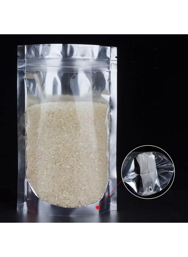 TRUE SHOP TRANSPARENT FRONT/SILVER BACK FOOD GRADE REUSABLE STORAGE STANDUP POUCHES WITH SILVER ZIPPER POLYTHENE PLASTIC COVER BAG (SIZE (6INCHx3INCH) or(14CMx8CM) (50GM CAPACITY PACK OF 20 PCS)) - Image 5