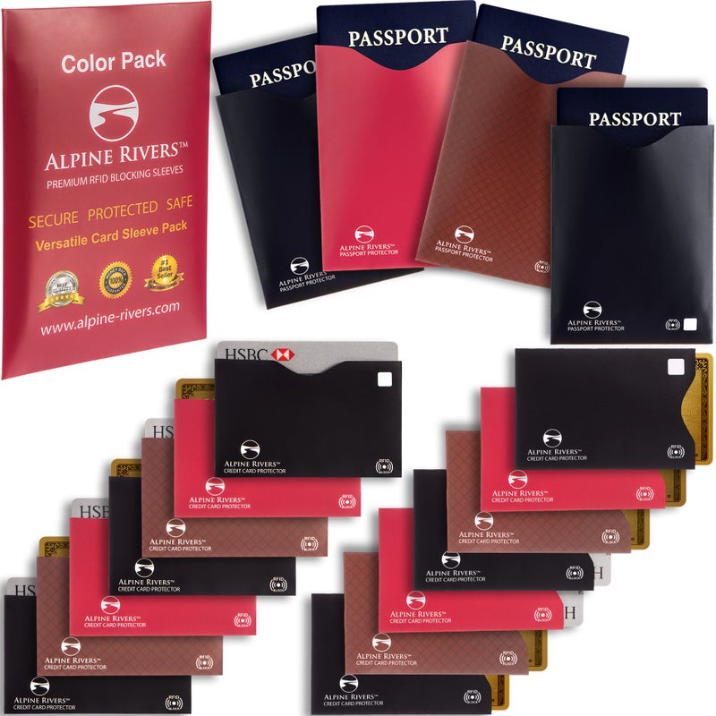 Alpine Rivers RFID Blocking Sleeves – 18-Pack for Maximum Identity Theft Protection | 7 Top-Loading + 7 Side-Loading Credit Card Holders + 4 Passport Protectors | Slim, Durable & Water-Resistant - Image 1