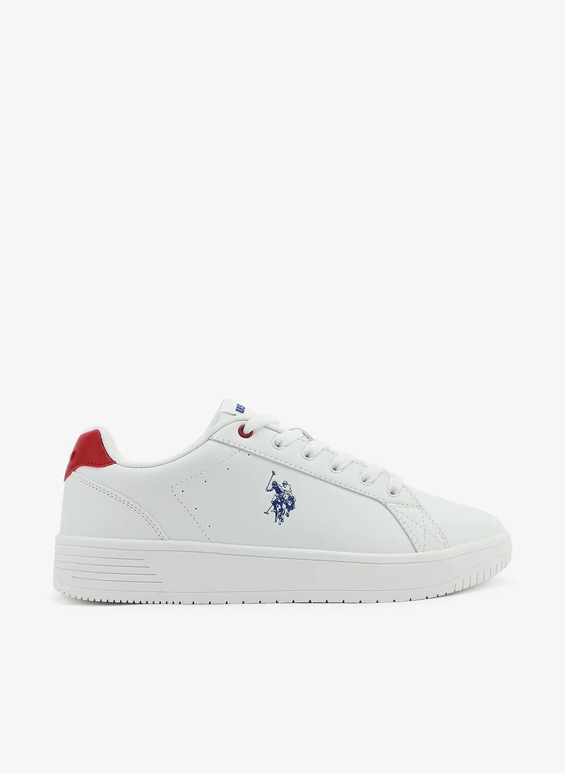 Men's White Low-Top Canvas Sneakers - Bold Iconic Branding for a Clean Look Shoes