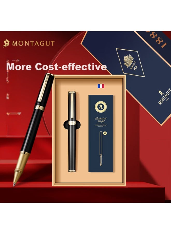 مونتاجوت Montagut Signature Pen قلم حبر جاف للأعمال مجموعة هدايا صندوق أسود حشوة بديلة 1 قلم 2 حشوة سلسلة لقاء الهدايا أسود Luya 0.5mm - Image 1