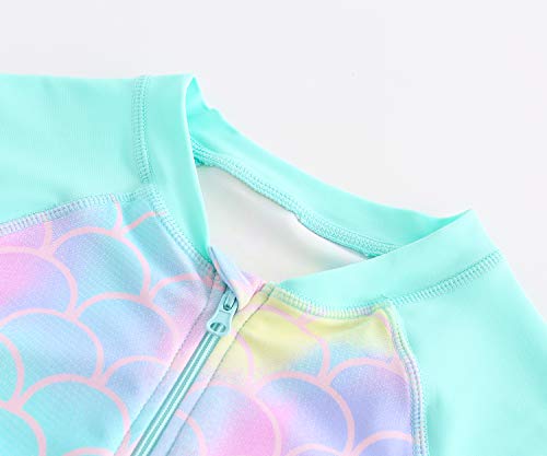 HowJoJo Girls One Piece Bathing Suits Long Sleeve Zipper Swimsuits UPF 50+/Sun Protection Rash Guard Mermaid Size 8 - Image 5