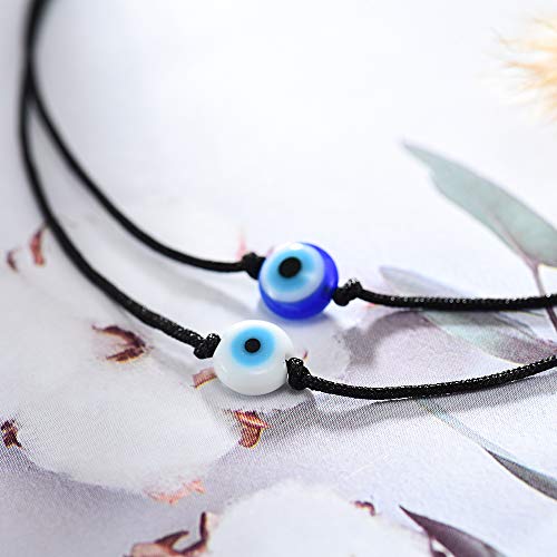 Shonyin Evil Eye Bracelet Black Lucky String Rakhi for Brother Set of 2 Protection Kabbalah Ojo Turco Mal De Adjustable Bracelets Nazar Amulet Jewelry for Women Men Family Father's Day Friend 2pcs - Image 4