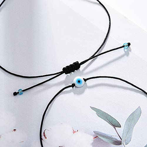 Shonyin Evil Eye Bracelet Black Lucky String Rakhi for Brother Set of 2 Protection Kabbalah Ojo Turco Mal De Adjustable Bracelets Nazar Amulet Jewelry for Women Men Family Father's Day Friend 2pcs - Image 5