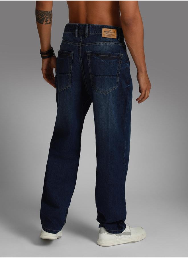 HIGH STAR - Mid Rise Faded Regular Fit Jeans by Styli - Image 1