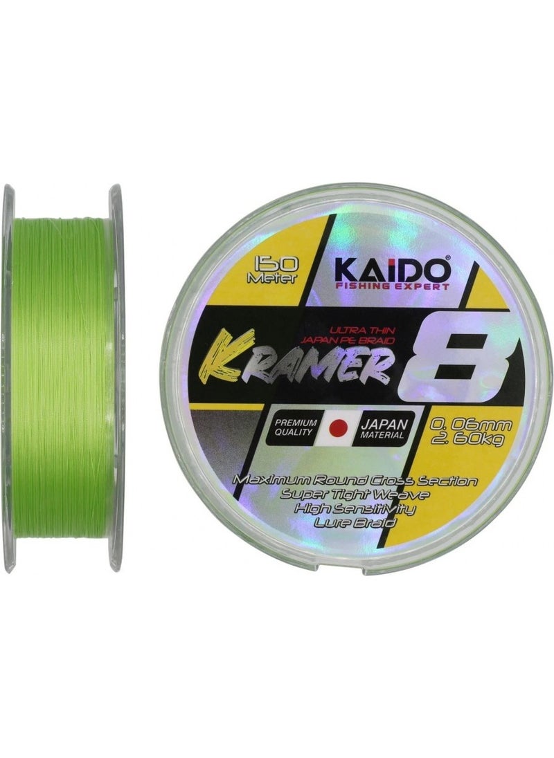 KAIDO Kramer Japan 8x 250 mt Green Rope Fishing Line 0,16 mm  - Image 1