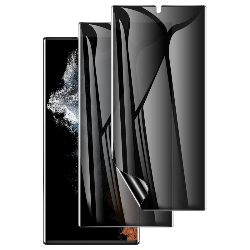 LYWHL 2 Pack for Samsung Galaxy S22 Ultra Privacy Screen Protector, Anti-Spy Full Adhesive Flexible Film for Galaxy S22 Ultra 5G 6.8â€, [Support Fingerprint Reader] Easy Installation Frame - Black - Image 1