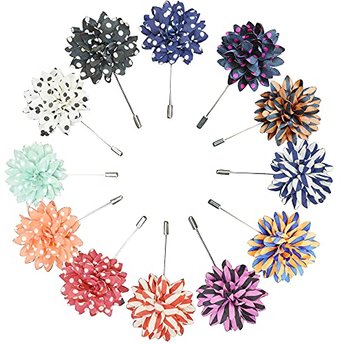 Geek-M Lapel Pins for Men Wedding Flower Boutonniere Flower Pin for Suit Pack of 12 - Image 1
