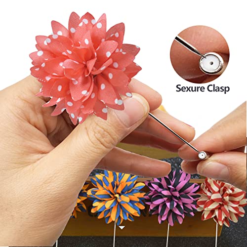 Geek-M Lapel Pins for Men Wedding Flower Boutonniere Flower Pin for Suit Pack of 12 - Image 4