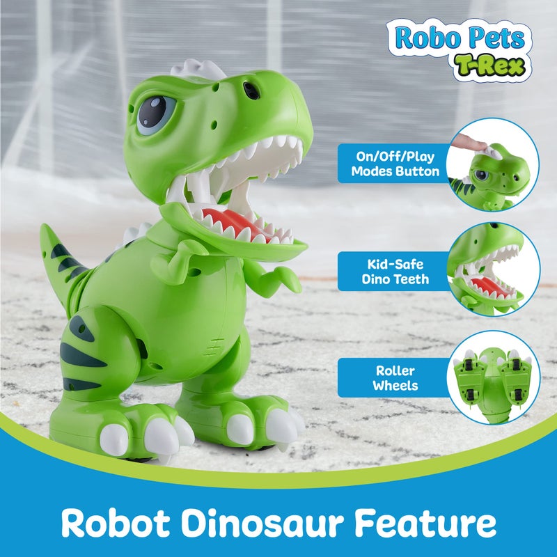 Power Your Fun Robo Pets T-Rex Dinosaur Toy for Boys and Girls- Remote Control Robot Toy with LED Light Eyes, Interactive Hand Motion Gestures, STEM Programmable Treats Toys, Walking, Dancing Robot Dinosaur for Kids - Image 4