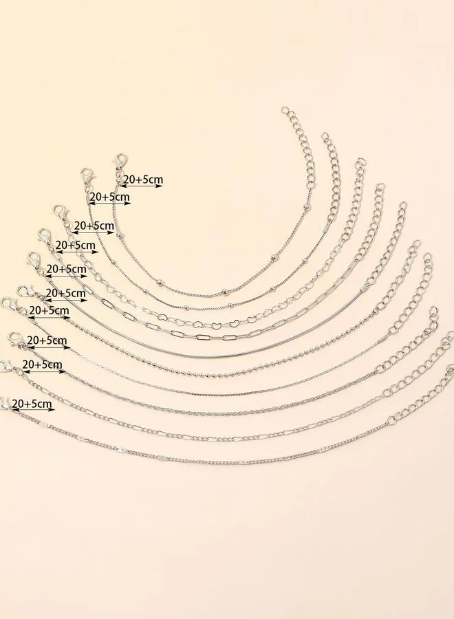 Take Two Take Two Set of 10 - Silver Chain Bracelets