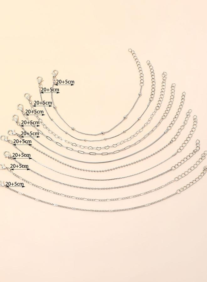 Take Two Set of 10 - Silver Chain Bracelets - Image 2