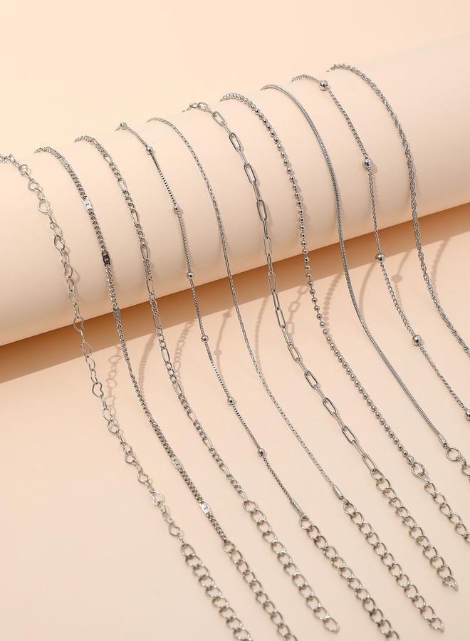 Take Two Set of 10 - Silver Chain Bracelets - Image 4