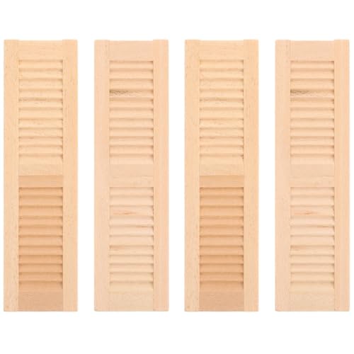 JECOMPRIS 4Pcs Miniature Shutters Window 112 Scale Mini Window Shutter Unfinished Wooden Dollhouse Furniture Model DIY Accessories - Image 1