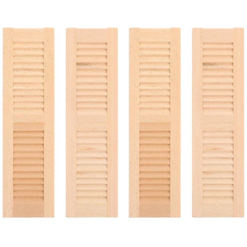 JECOMPRIS 4Pcs Miniature Shutters Window 112 Scale Mini Window Shutter Unfinished Wooden Dollhouse Furniture Model DIY Accessories - Image 3