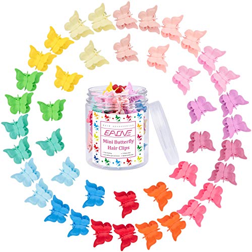 EAONE 50 Pieces Butterfly Hair Clips Pastel Mini Cute Hair Accessories 90s Girls Women with Box Package, Jelly Colors - Image 1