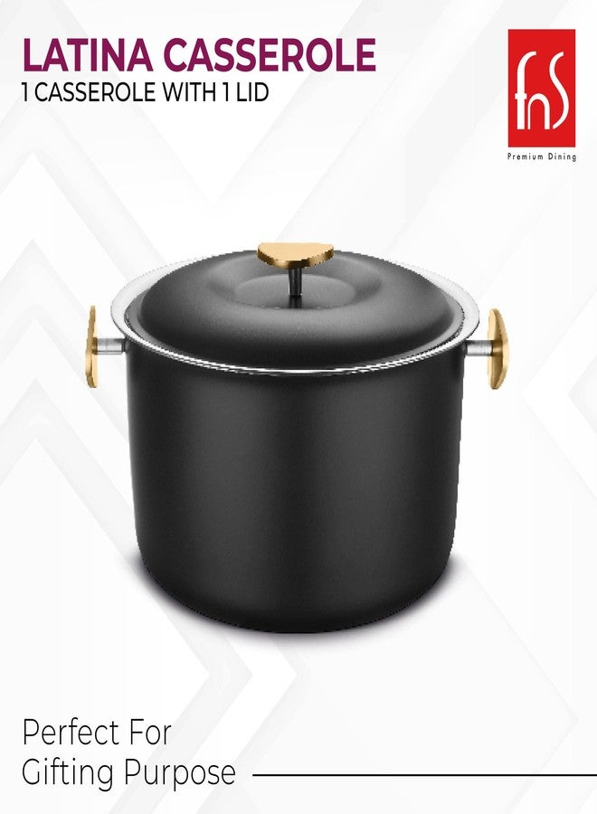 FnS Latina Stainless Steel Double Wall Insulated Designer Black Casserole with Lid | Black Coated | Odour Free | BPA Free | Ideal for Curry Rice Chappati | Easy to Carry | Easy to Store (1600 ml) - Image 5