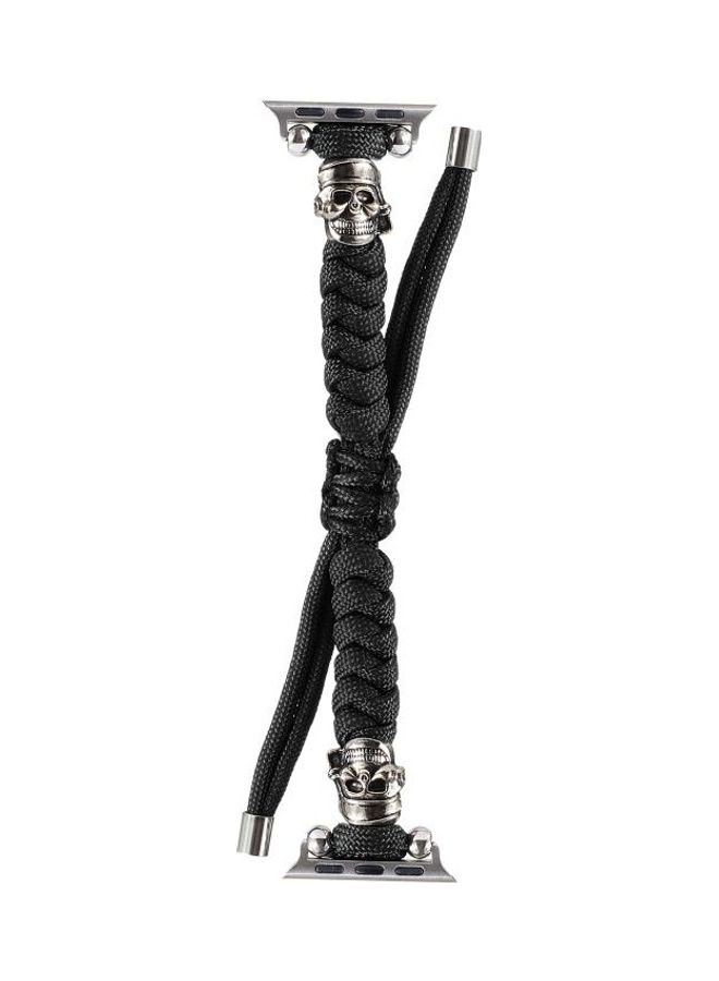 NIBEMINENT Skull Umbrella Cord Braided Watch Strap Black - Image 1