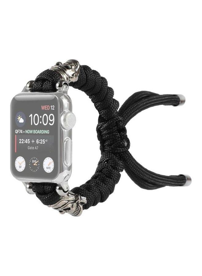 NIBEMINENT Skull Umbrella Cord Braided Watch Strap Black - Image 2