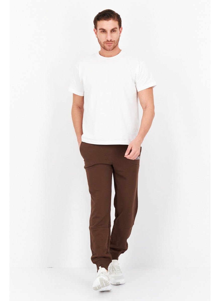 Esprit x Rest and Recreation Men Drawstring Embroidered Logo Jogger Pants, Brown  - Image 4