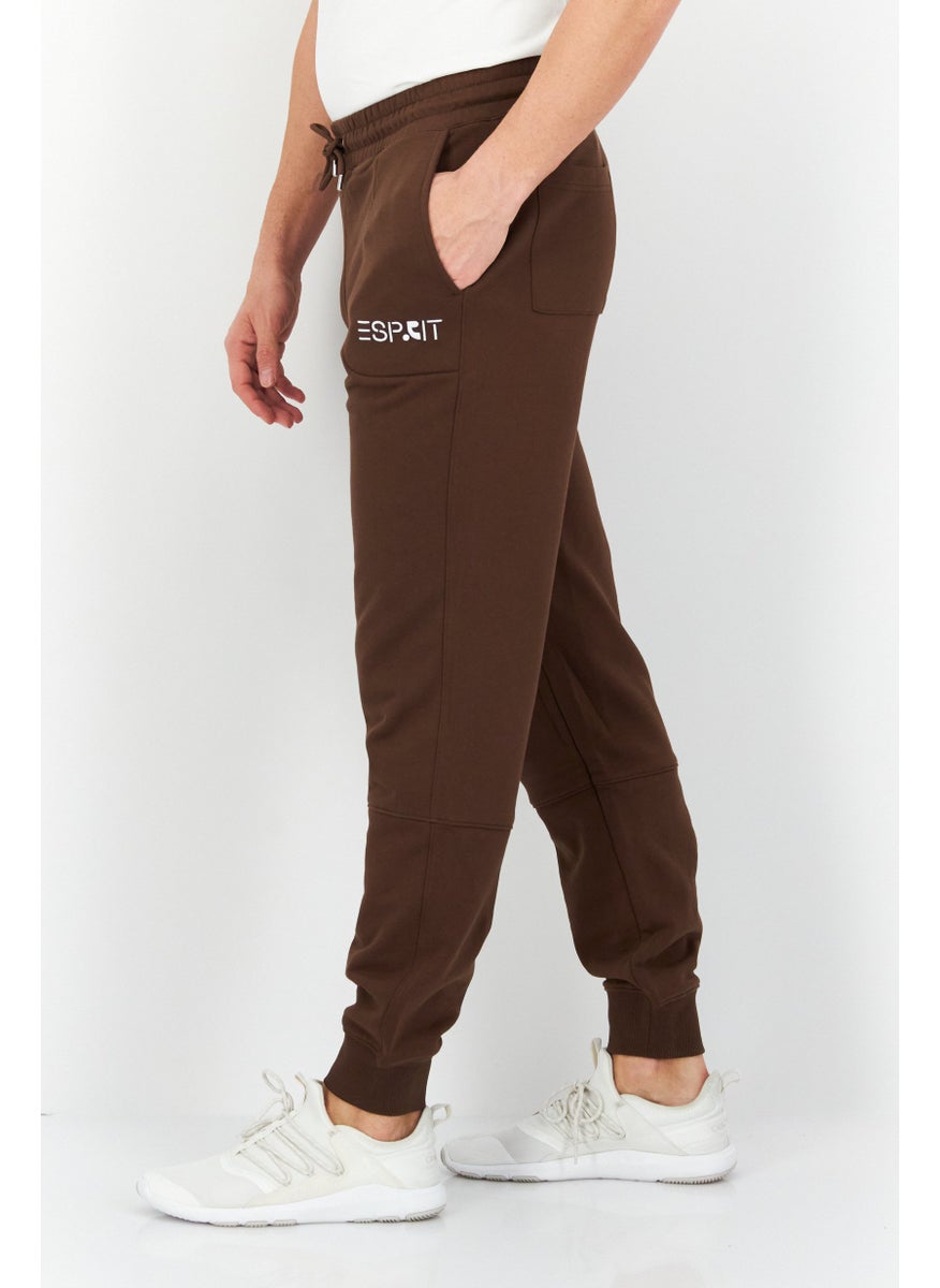 Esprit x Rest and Recreation Men Drawstring Embroidered Logo Jogger Pants, Brown  - Image 3